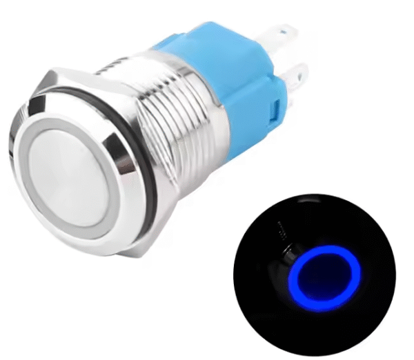 XEXAGONE 16mm Self-Locking Push Button Switch IP65 Waterproof on off Switch Flat Head With Blue Light Push Button Switch