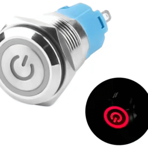 XEXAGON IP65 Waterproof 16mm Flat Head Metal Push Button Switch Self-Locking With Power Red Light Push Button Switch for Motorcycle