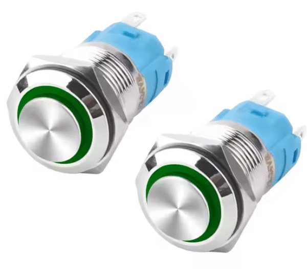 XEXAGON IP65 Waterproof 5A 16mm High Head Metal Push Button Switch Self-Locking With Green Light Push Button Switch for Car