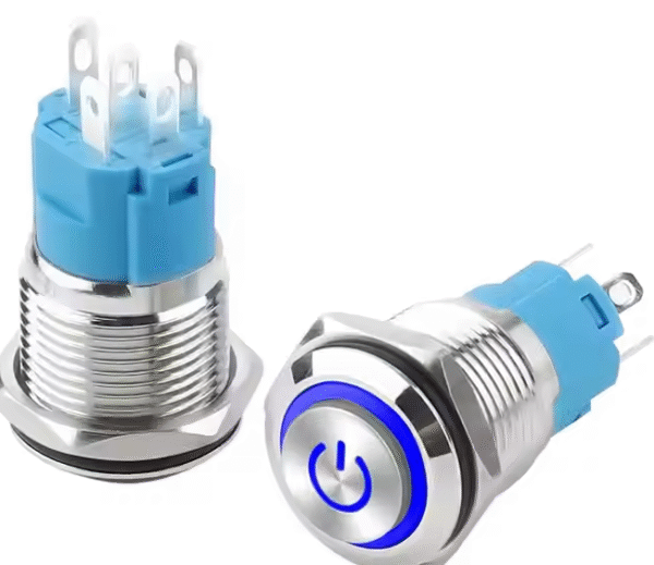 XEXAGON 16MM Power Symbol Push Button Waterproof 5 Pin Stainless Steel Push Button Switch LED Illuminated
