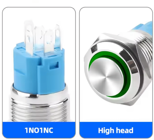 XEXAGON 16mm Momentary Push Button Switch IP65 Waterproof 5A 250V High Head With Blue Light Push Button Switch - Image 2