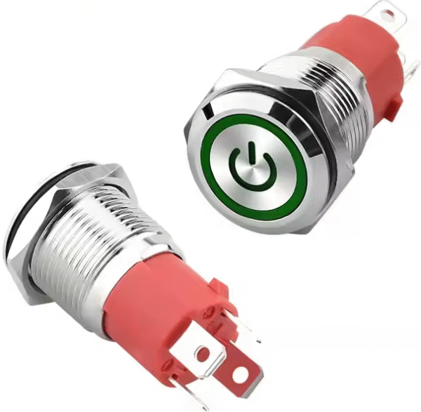 XEXAGON Waterproof IP65 16mm 15A Metal Push Button Switch 12v Power Round Green LED Switch Button