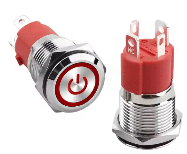 XEXAGON 16mm Illmunianted Power Red LED Metal Push Switch Button 12v Momentary Push Button Switches