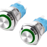 XEXAGON 16mm Stainless Steel Momentary Push Button Switch With Green LED 5A Waterproof IP65 Metal Push Button Switches
