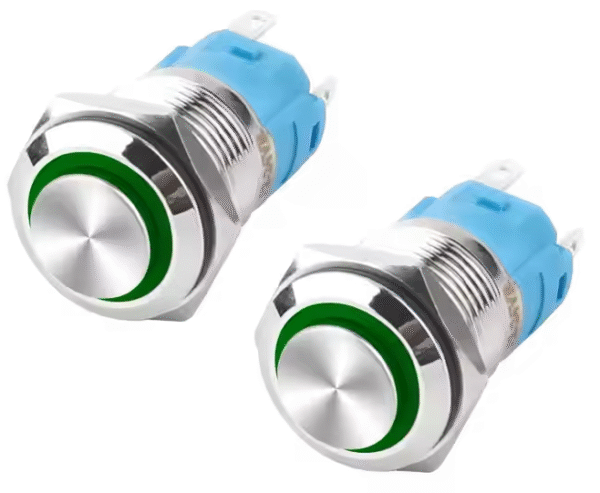 XEXAGON 16mm Stainless Steel Momentary Push Button Switch With Green LED 5A Waterproof IP65 Metal Push Button Switches