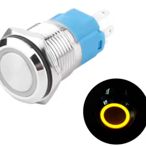 XEXAGON Waterproof 16mm Metal Push Button Switches With Yellow Light 5A Push Button Switch Flat Head Push Button