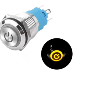 XEXAGON Yellow LED Momentary Push Button Switch 16mm 5A Waterproof IP65 Metal Push Button Switches