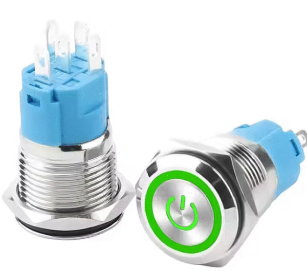 XEXAGON Metal Push Button Switch 16mm Waterproof Latching Momentary Flat Head Ring Power Symbol LED Illuminated Push Button Switches