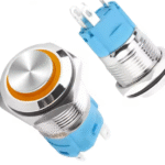 xexagon Hot Sell Push Button with Yellow LED Light 16mm Button Switch Waterproof IP65 5A 12V Push Button Switch