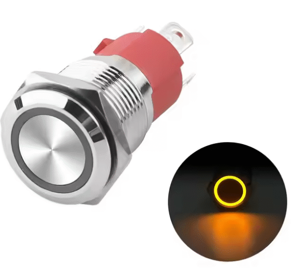 xexagon Factory High Quality 16mm Push Button Switch Highlight Ring LED Yellow Light High Current 15A Push Button Switch