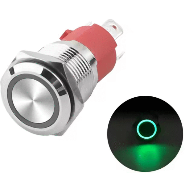 xexagon Factory High Quality 16mm Push Button Switch Highlight Ring LED Green Light High Current 15A Push Button Switch