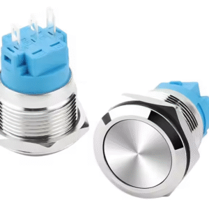 xexagon Flat Metal Head Push Button Switches 16mm 5A Momentary Self-locking 1NO Push Button Switches