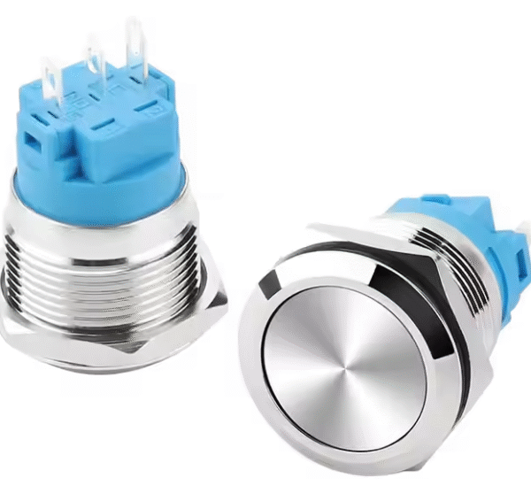 xexagon Flat Metal Head Push Button Switches 16mm 5A Momentary Self-locking 1NO Push Button Switches