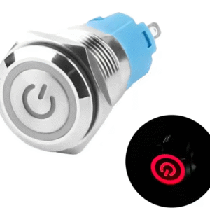 xexagon Self-locking Momentary Metal Flat Head Push Button Switches 5pin 5A Waterproof Push Button Switch with Power Red LED Light