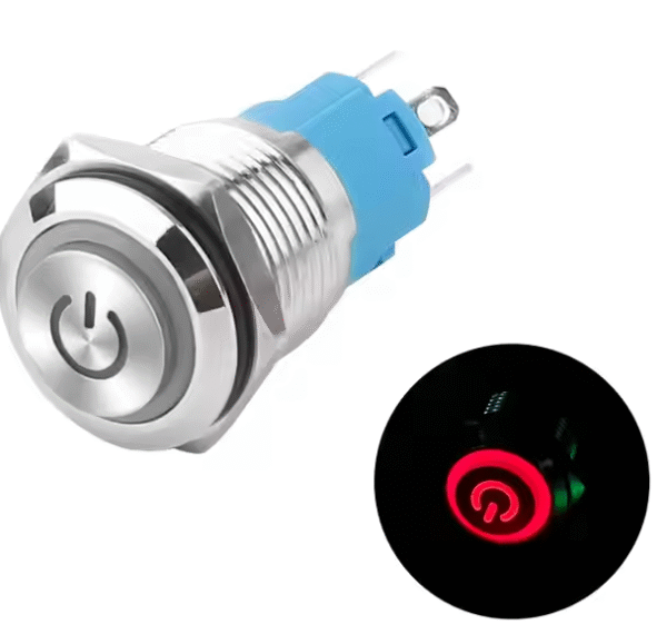 xexagon 16MM Stainless Steel Momentary Push Button Switch with Power Red LED Waterproof IP65 5A Metal Push Button Switches
