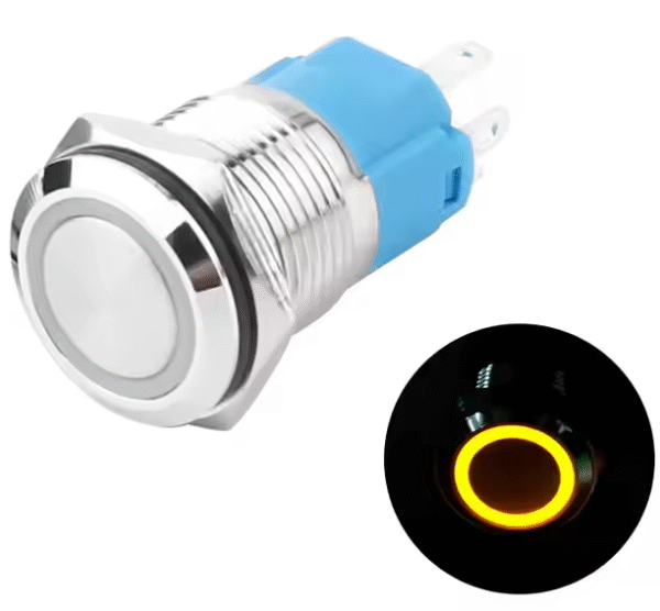 xexagon16mm 5A Momentary Push Button Switch With Yellow LED IP65 Waterproof Metal Push Button Switches