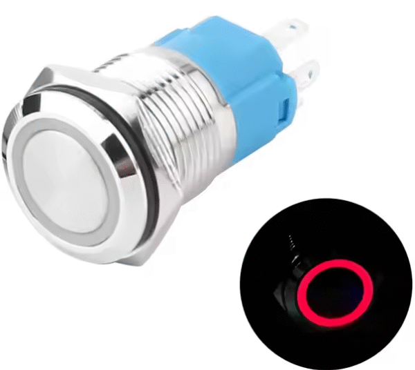 xexagon 16mm Momentary Push Button Switches 5A 5pin Metal Push Button Switch with Red LED