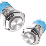 xexagon Waterproof IP65 5pin Stainless Steel Momentary Push Button Switch 16mm 5A Metal Push Button Switches with Ring White LED