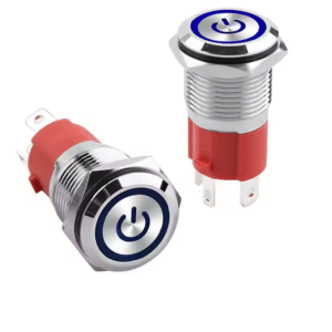 xexagon  16mm Metal Power Blue LED Symbol Push Button Switch Rest Switch