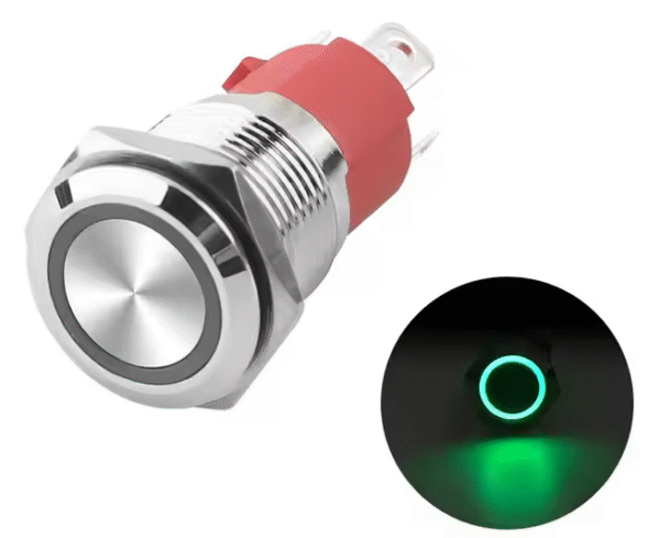 xexagon Metal Push Button Switch 15A Switch Button Waterproof IP65 16mm Push Button Switch with Green LED Light
