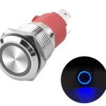 xexagon  Ring Blue LED Light 16mm Panel Mount SPDT DPDT Latching/ Momentary Metal LED Push Button Switches IP65 IP67 Waterproof