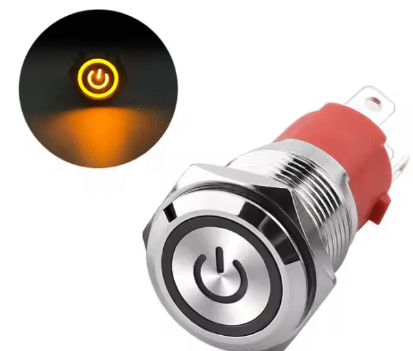 xexagon High Quality Factory Highlight LED Push Button Switch with Yellow Light 15A Waterproof Push Button Switch for Industrial Control