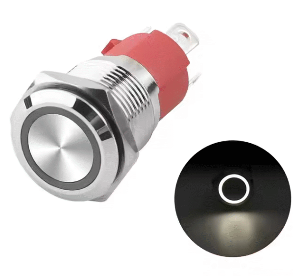 xexagon 16mm Switch Button IP65 Waterproof Self-Locking With White Light 15A Stainless Steel Metal Push Button Switch