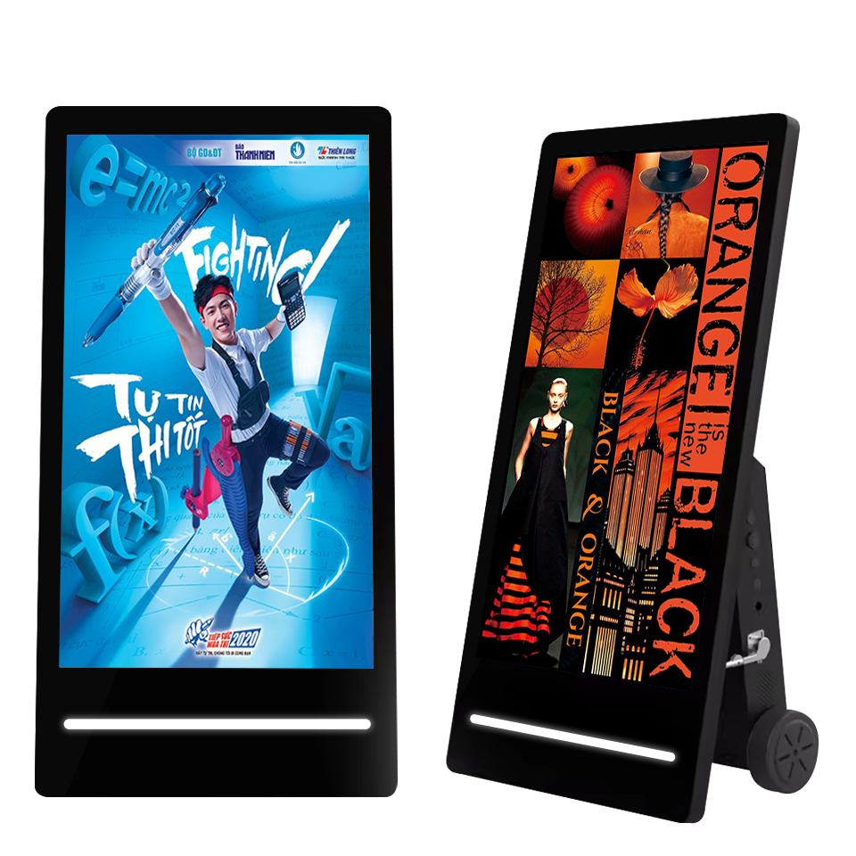 43 Inch Outdoor Portable Poster LCD Advertising Players Monitor Foldable Design Movable IP55 Waterproof Digital Poster for Shop