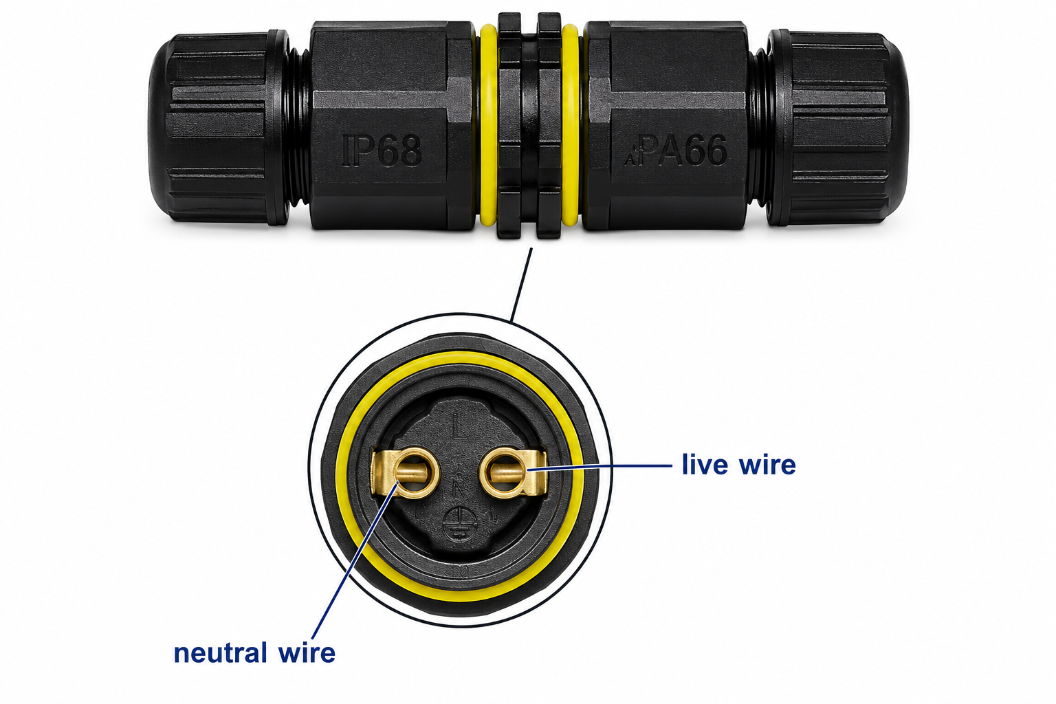 Industrial IP68 Waterproof 2 Pin Inline Cable Connector - Image 2