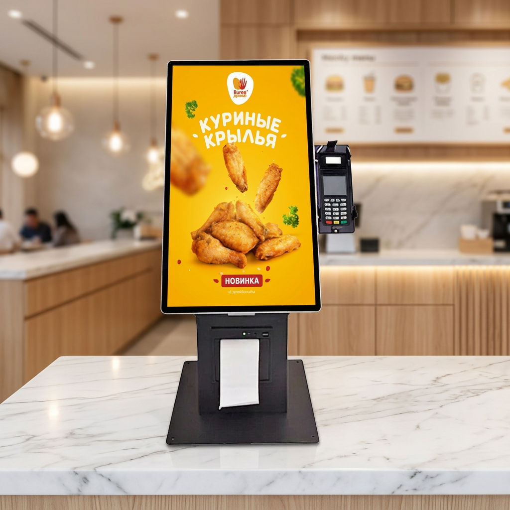 21.5 Inch Desktop Interactive Advertising Display Touch Screen Order Self Service Payment Kiosk