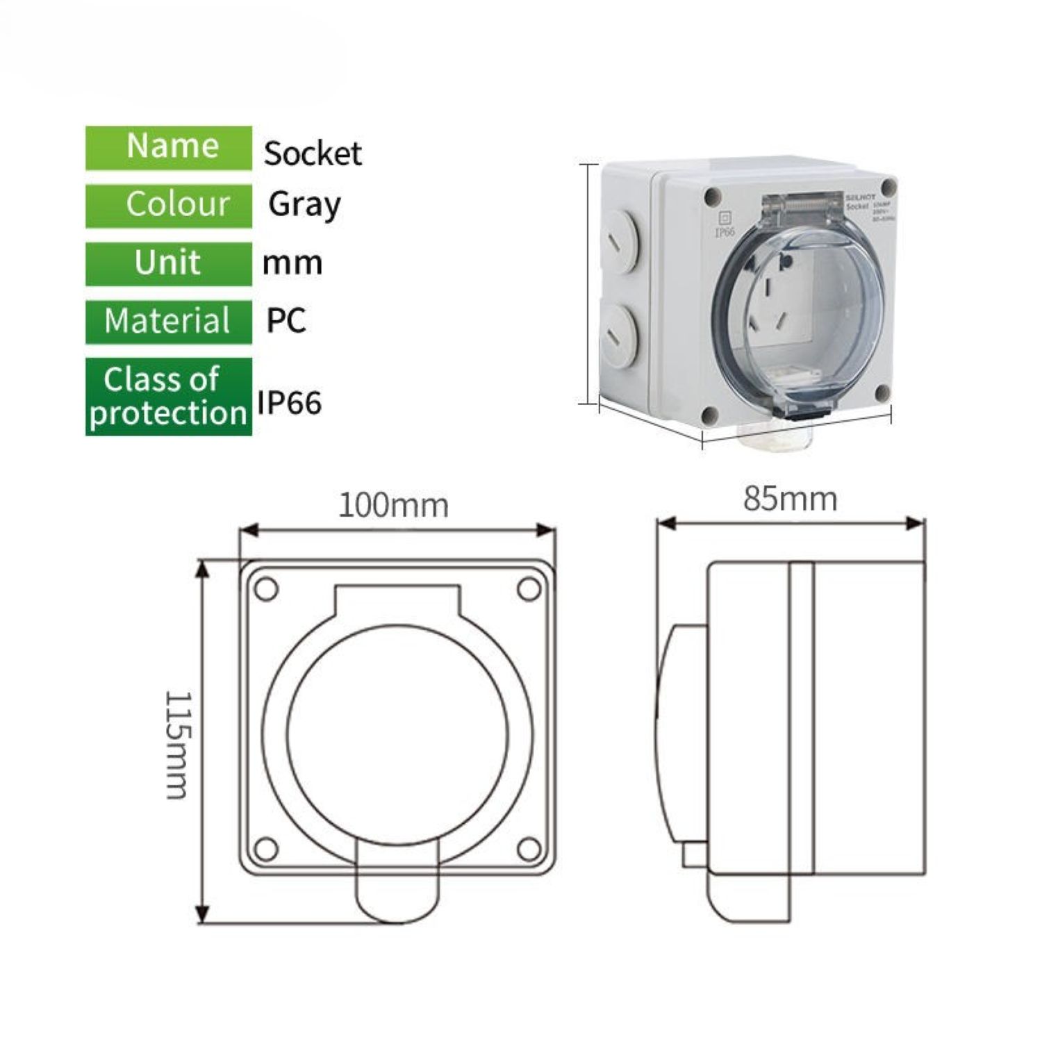 IP66 Waterproof Outdoor Multi-Function Socket – 10A 250V Heavy Duty Weatherproof Universal Socket Box - Image 4